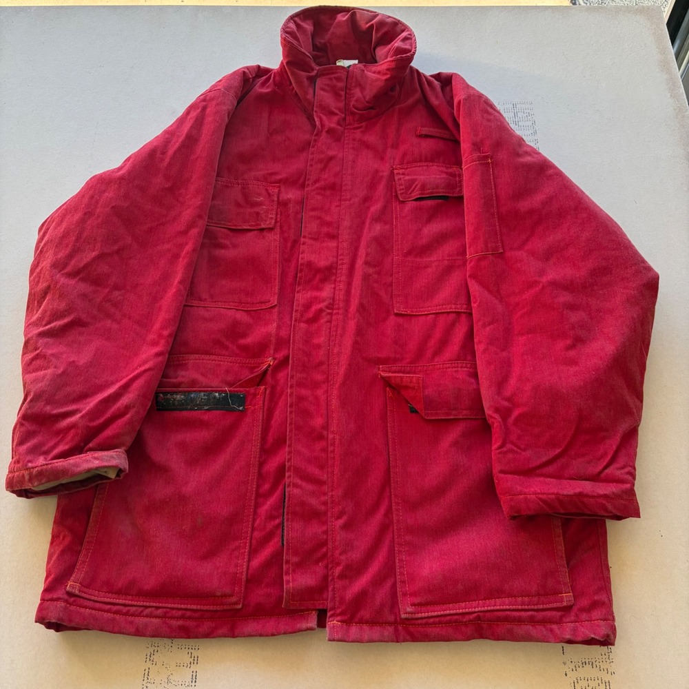 Vintage 90s Saf-T-Ech Jacket Red Heavyweight Canvas Workwear Parka